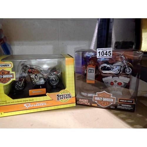 1045 - Radio controlled Harley Davidson and Matchbox Harley Davidson Sportster. Not available for in-house ... 