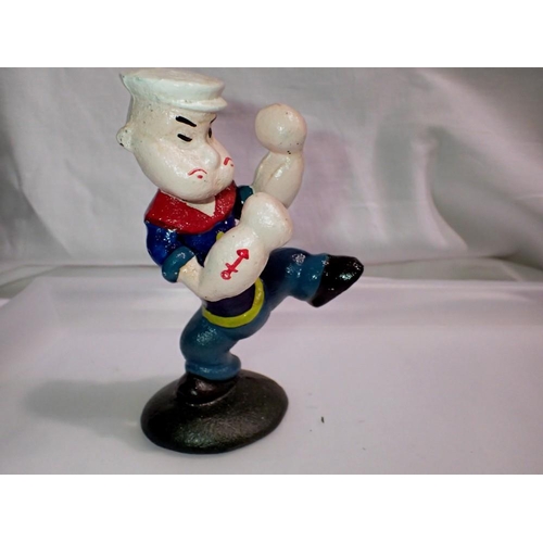 1061 - Cast iron Kung Foo Popeye figurine, H: 12 cm. UK P&P Group 1 (£16+VAT for the first lot and £2+VAT f... 