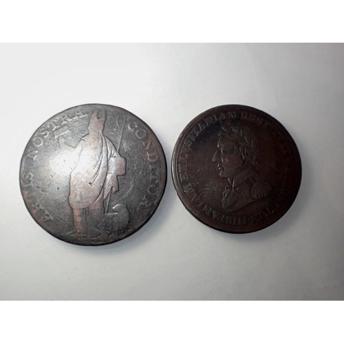 1092 - 1812 Salamanca copper commemorative and a Leeds halfpenny token c.1790. UK P&P Group 0 (£6+VAT for t... 