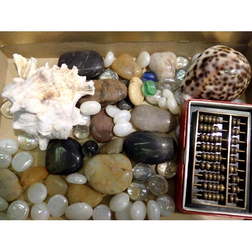 1139 - Shells, polished stones and an albas. UK P&P Group 1 (£16+VAT for the first lot and £2+VAT for subse... 