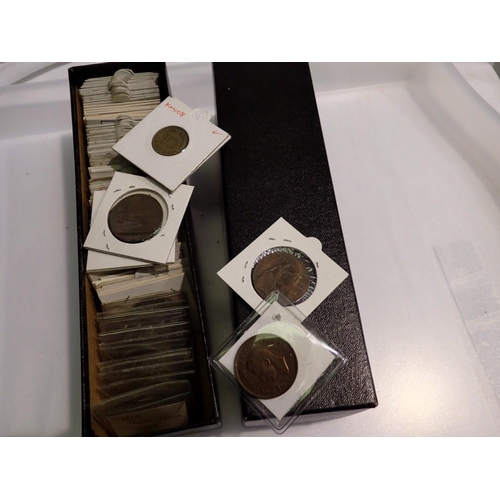 1148 - Coin storage box populated with approximately 70 coins in holders. UK P&P Group 1 (£16+VAT for the f... 