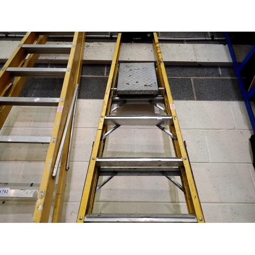 1744 - Seven tread platform step ladders. Not available for in-house P&P