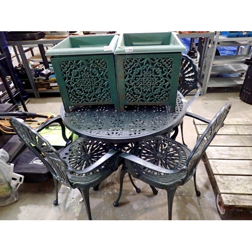 1766 - Two square cast iron garden planters with plastic liners. Not available for in-house P&P