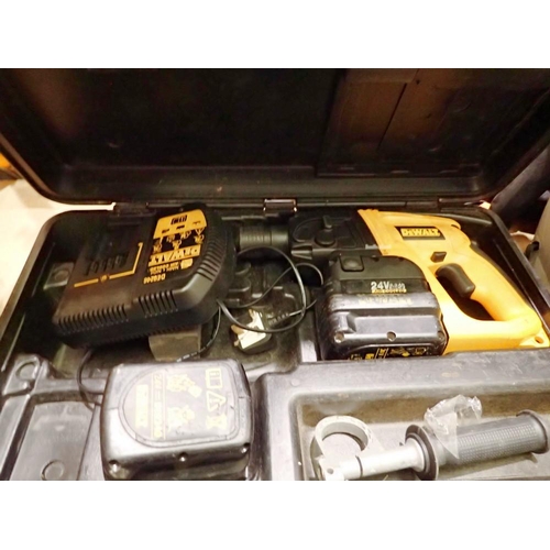 1775 - DeWalt 24V battery drill with case, charger and two batteries, untested. All electrical items in thi... 