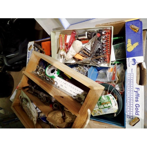 1809 - Box of hardware items and tools. Not available for in-house P&P