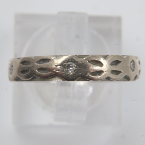 10 - 18ct white gold ring set with small diamonds, size L, 3.4g. UK P&P Group 0 (£6+VAT for the first lot... 