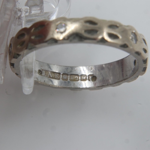 10 - 18ct white gold ring set with small diamonds, size L, 3.4g. UK P&P Group 0 (£6+VAT for the first lot... 