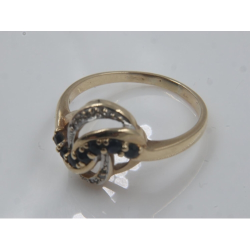 15 - 18ct gold sapphire and diamond ring, size R/S, 3.0g. UK P&P Group 0 (£6+VAT for the first lot and £1... 