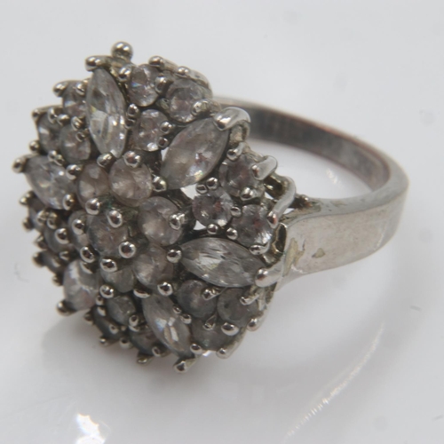 17 - Silver cluster ring, size P, boxed. UK P&P Group 0 (£6+VAT for the first lot and £1+VAT for subseque... 