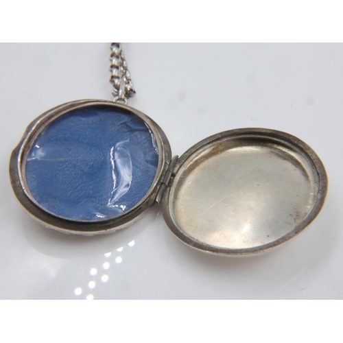 18 - Large hallmarked silver locket on a silver chain,  chain L: 48 cm, locket H: 48 mm, 23g total. UK P&... 