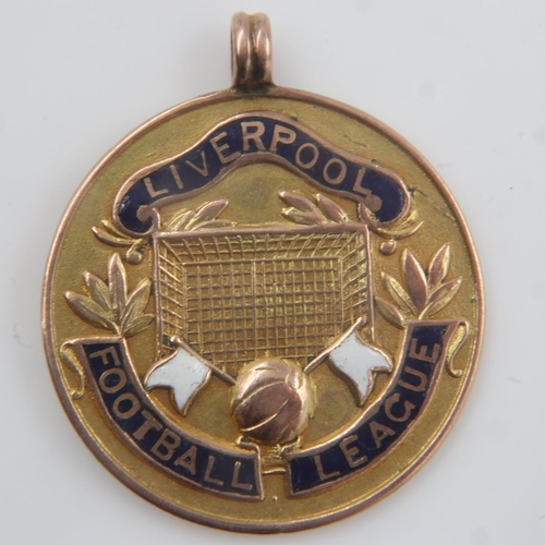 2 - 9ct gold Liverpool Football League medal, 1927-28 season, division 2, with enamelled highlights, D: ... 