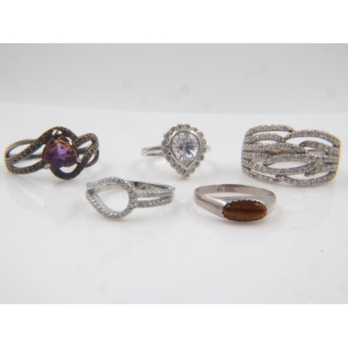 36 - Five 925 silver stone set rings. UK P&P Group 1 (£16+VAT for the first lot and £2+VAT for subsequent... 