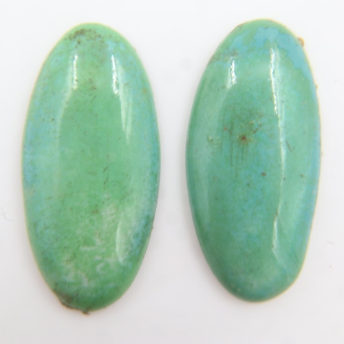 42 - Two oval Ruskin ceramic cabochons, L: 40 mm. UK P&P Group 0 (£6+VAT for the first lot and £1+VAT for... 