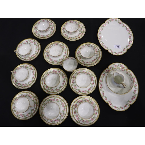 179 - Limoges Haviland tea set for James Green & Nephew, eleven trios. Only issue noted is loss of gilt to... 