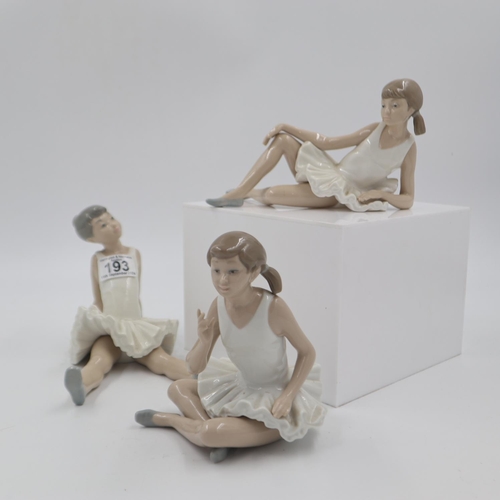 193 - Group of three Nao ballerina figures, largest H: 15cm. Not available for in-house P&P