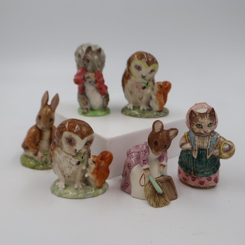 215 - Beswick Beatrix Potter figures: Old Mr Brown (2), Hunca Munca Sweeping, Timmy Tiptoes, Benjamin Bunn... 