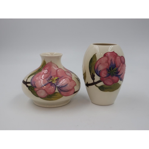 237 - Two Moorcroft vases both in the Pink Magnolia pattern on a cream ground, largest H: 13 cm. UK P&P Gr... 