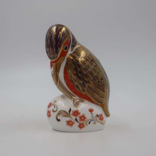 244 - Royal Crown Derby kingfisher paperweight with gold stopper, H: 60 mm. UK P&P Group 1 (£16+VAT for th... 