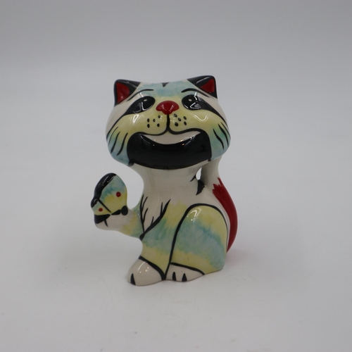 256 - Lorna Bailey butterfly cat, no cracks or chips, H: 12 cm. UK P&P Group 1 (£16+VAT for the first lot ... 