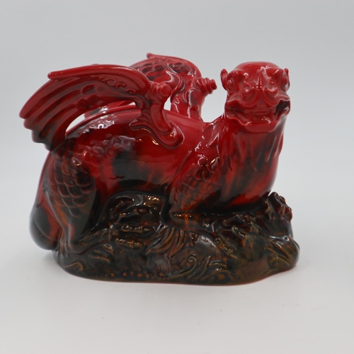 268 - Royal Doulton flambé veined dragon, no cracks or chips, L: 29 cm. UK P&P Group 2 (£20+VAT for the fi... 