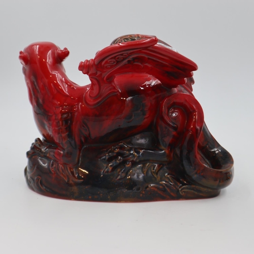 268 - Royal Doulton flambé veined dragon, no cracks or chips, L: 29 cm. UK P&P Group 2 (£20+VAT for the fi... 