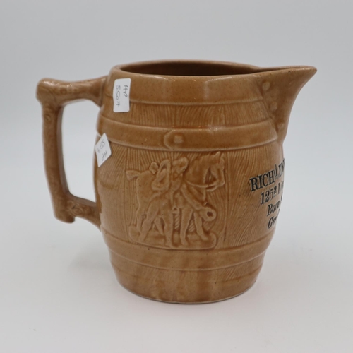 287 - Treacle glazed jug, by Richard Edward Adams, 125a Limekiln lane. H: 19cm. UK P&P Group 3 (£30+VAT fo... 