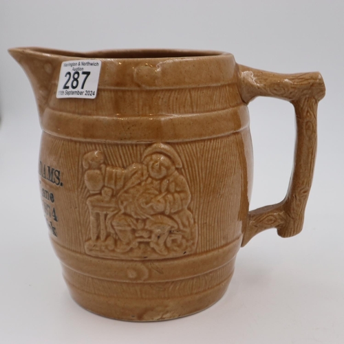 287 - Treacle glazed jug, by Richard Edward Adams, 125a Limekiln lane. H: 19cm. UK P&P Group 3 (£30+VAT fo... 