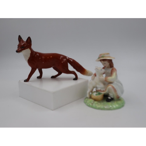 289 - Royal Doulton figure, Age of Innocence HN3372, and a Beswick figure of a standing fox (2). UK P&P Gr... 