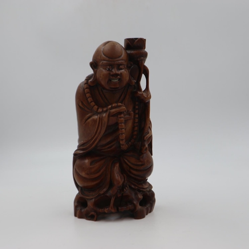 297 - Chinese carved hardwood figure, paper label to base, H: 37 cm. UK P&P Group 3 (£30+VAT for the first... 