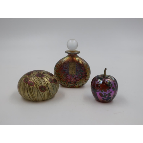 303 - Group of three pieces of Ilse of Wight glass: two paperweights and a perfume bottle, largest H: 10 c... 