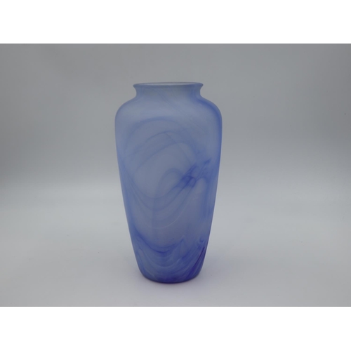 304 - Portmeirion large blue swirl glass vase, H: 32 cm. Not available for in-house P&P