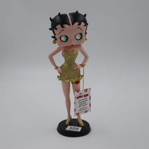 309 - Betty Boop in gold dress, H: 32 cm. UK P&P Group 2 (£20+VAT for the first lot and £4+VAT for subsequ... 