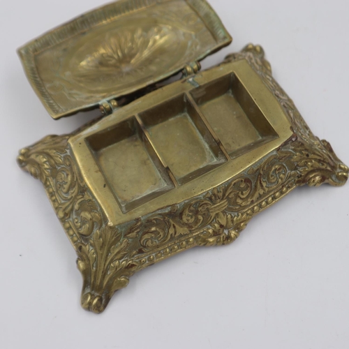 321 - Brass desk stamp holder, L: 17 cm. UK P&P Group 2 (£20+VAT for the first lot and £4+VAT for subseque... 