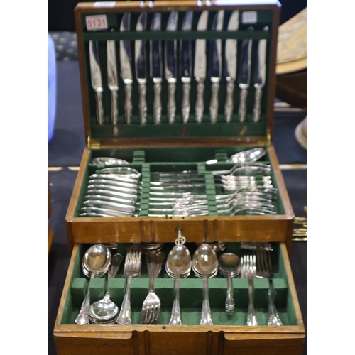 325 - James Dixon & Sons, 90 piece silver plated canteen of cutlery in the Chippendale pattern, housed in ... 