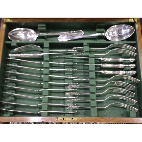 325 - James Dixon & Sons, 90 piece silver plated canteen of cutlery in the Chippendale pattern, housed in ... 