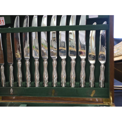 325 - James Dixon & Sons, 90 piece silver plated canteen of cutlery in the Chippendale pattern, housed in ... 