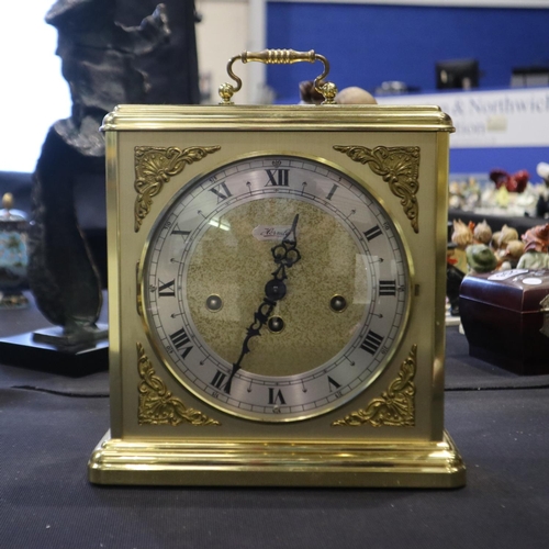 328 - Hermle brass mechanical mantle clock, H: 26cm. UK P&P Group 3 (£30+VAT for the first lot and £8+VAT ... 