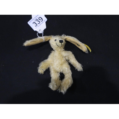 339 - Steiff Happy Hare small mohair soft toy, H: 12 cm. UK P&P Group 1 (£16+VAT for the first lot and £2+... 