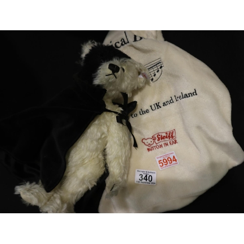 340 - Steiff Phantom of the Opera musical bear with dust bag, H: 30 cm. In good clean condition, button in... 