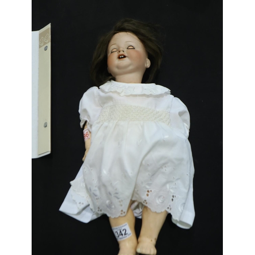 342 - A. M Koppelsdorf Germany ceramic doll, L: 49 cm. UK P&P Group 2 (£20+VAT for the first lot and £4+VA... 