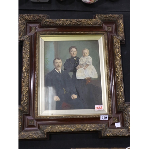 349 - Over painted Victorian family photograph in an ornate wooden frame, 60 x 58 cm. Not available for in... 