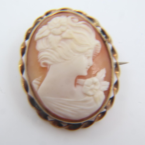 52 - Victorian cameo brooch in yellow metal mount, H: 30 mm. UK P&P Group 1 (£16+VAT for the first lot an... 