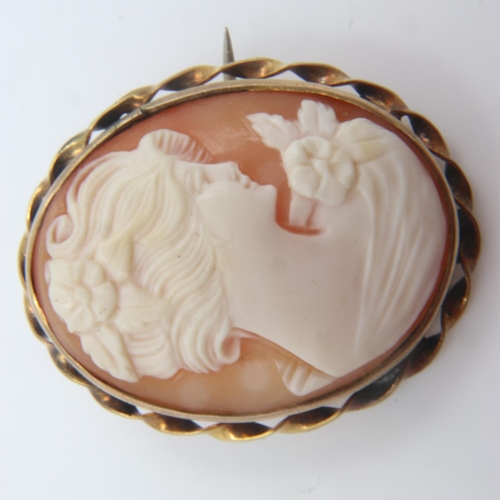 52 - Victorian cameo brooch in yellow metal mount, H: 30 mm. UK P&P Group 1 (£16+VAT for the first lot an... 