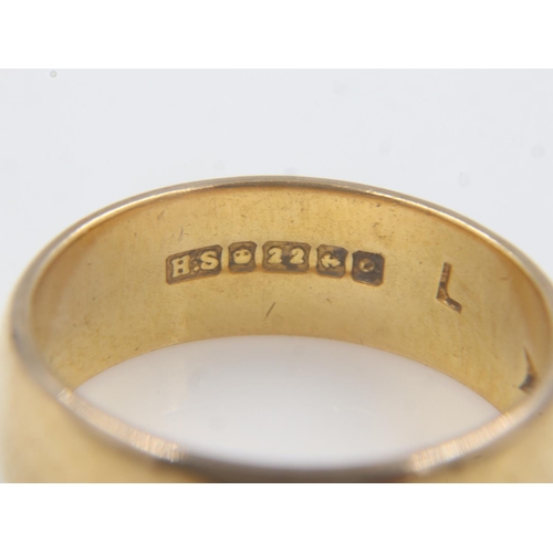 56 - 22ct gold band ring, wide gauge, size L/M, 6.9g. UK P&P Group 0 (£6+VAT for the first lot and £1+VAT... 