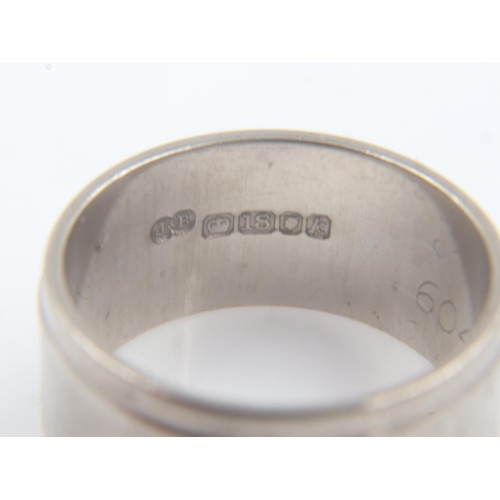 58 - Modern 18ct white gold band ring, wide gauge, size L, 7.9g. UK P&P Group 0 (£6+VAT for the first lot... 