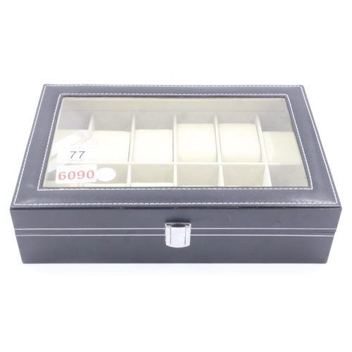 77 - Leather display box for twelve wristwatches. UK P&P Group 3 (£30+VAT for the first lot and £8+VAT fo... 