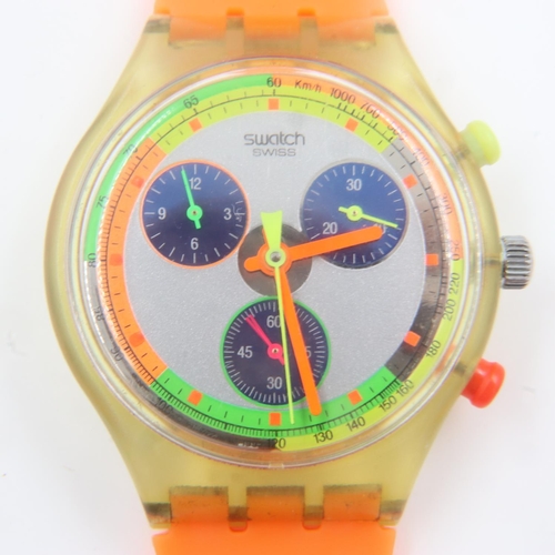 80A - SWATCH: Jelly Stag chronograph c.1991, later replacement orange rubber strap, working but stopwatch ... 