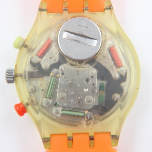 80A - SWATCH: Jelly Stag chronograph c.1991, later replacement orange rubber strap, working but stopwatch ... 