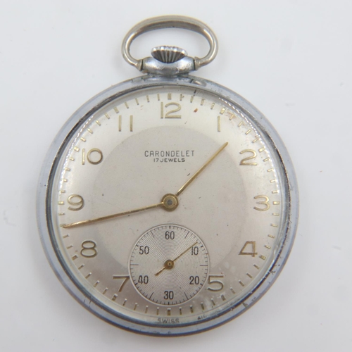 91 - CARONDOLET: slim profile pocket watch with Welsbro 17 jewel movement, working at lotting. UK P&P Gro... 