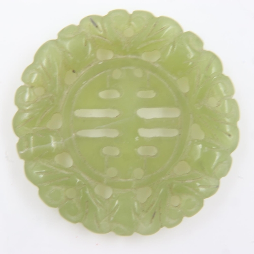 97 - A large carved, polished and reticulated jade amulet. UK P&P Group 0 (£6+VAT for the first lot and £... 